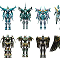 Colorful Mecha Robot Figures With Various Designs Detailed Armor And Unique Styles