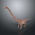 3D Rendered Sauropod Dinosaur with Long Neck and Textured Skin Standing on Gray Background
