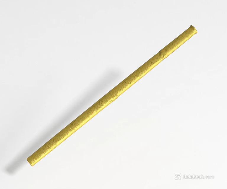 Elegant Golden Long Landscape Sculpture With Textured Surface On White Background 3d model 