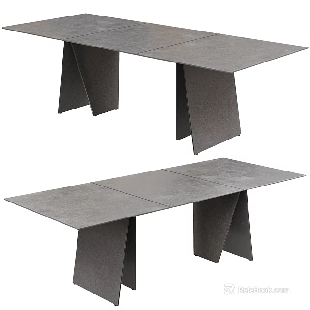 Sleek Gray Modern Dining Table With Flat Top And Geometric Legs 3d model 