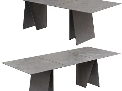 Sleek Gray Modern Dining Table With Flat Top And Geometric Legs 3d model