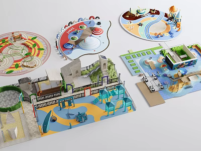 Creative Children's Play Area Designs With Slides Climbing Structures And Colorful Layouts 3d model