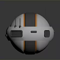 Modern White Spherical Robot With Orange Gray Stripe Antennas And Square Components 3d model