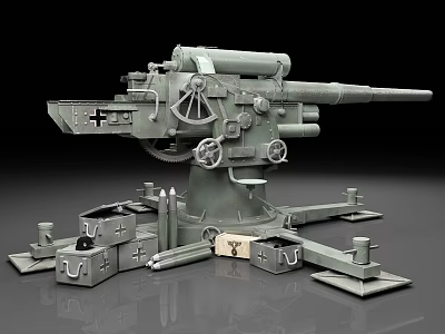 flak88 anti-aircraft cannon 3d model flak88 anti-aircraft cannon 3d model