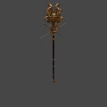 Detailed Golden Ornate Weapon With Intricate Floral Design And Black Shaft