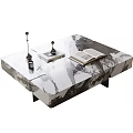 Elegant Marble Top Coffee Table With Open Book Decorative Lamp And Photo Frame