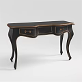 Elegant Black Dining Table With Gold Accents Drawers And Curved Legs