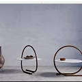 Stylish Coffee Tables Featuring Circular Wooden Frames White Tabletops And Decorative Vases