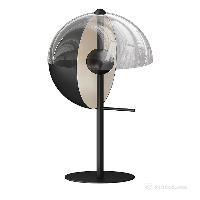 Modern Table Lamp with Black Metal Base and Transparent Glass Shade Elegant Home Lighting Fixture 3d model 