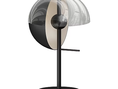 Modern Table Lamp with Black Metal Base and Transparent Glass Shade Elegant Home Lighting Fixture 3d model