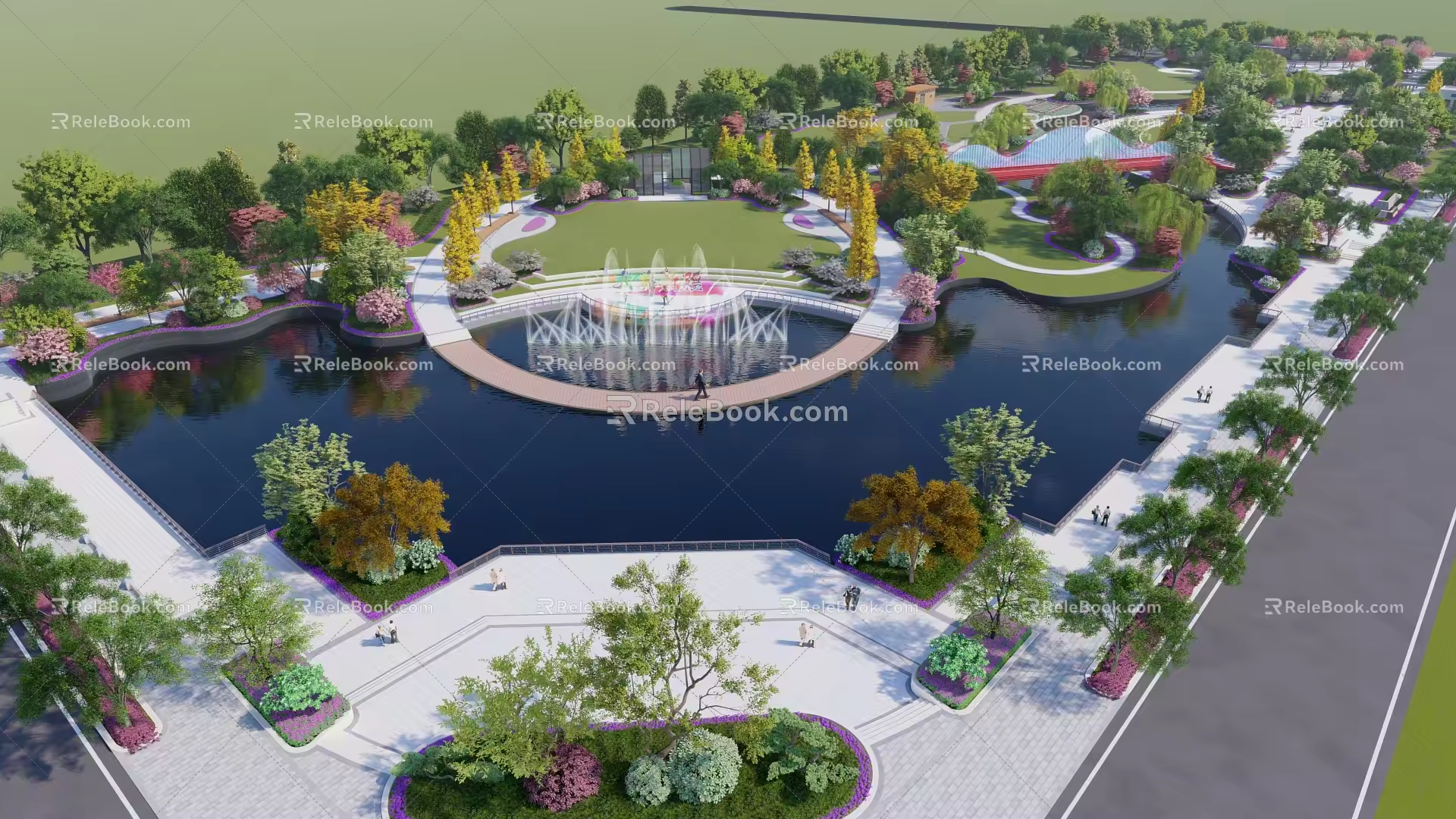 Waterfront landscape SU model 3d model