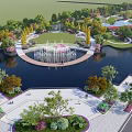 Waterfront landscape SU model 3d model