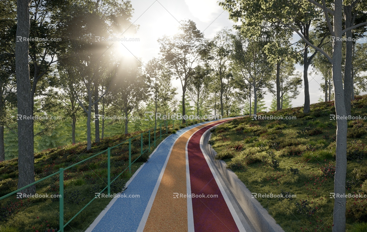 Modern road forest path 3d model