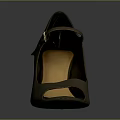 Dark Gray Leather Wedge Shoes With Peep Toe And Buckle Strap Design