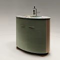 Modern Green Decorative Cabinet With Marble Top And Wine Glass On Wooden Body