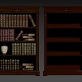 Elegant Sofa Set With Dark Wooden Bookshelf Various Books Vase And Ornate Chest Wall