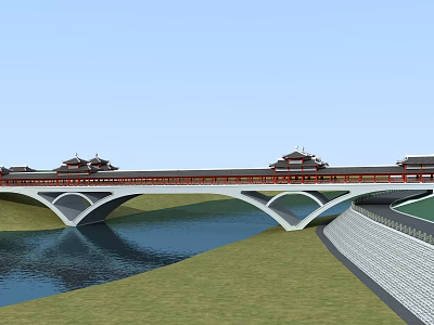 Chinese-style bridge antique bridge 3d model