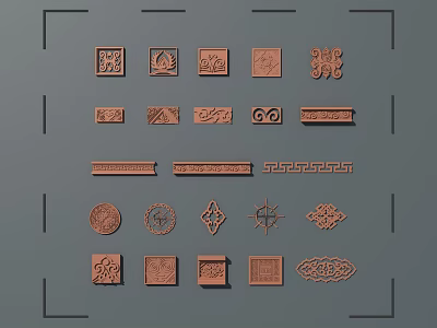 Intricate Carved Decorative Patterns With Various Shapes And Artistic Details 3d model