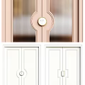 Modern Beige Interior Sliding Doors With Ribbed Glass Panel And Metal Handles