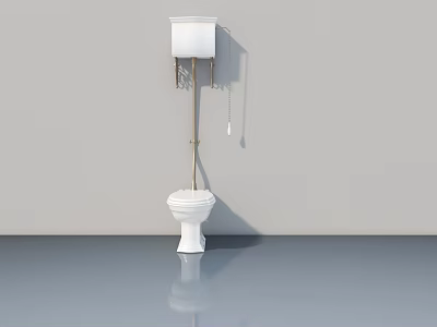Swing Door Design For Vintage Bathroom With White Toilet And Gray Walls 3d model