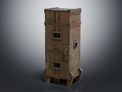 Vintage Wooden Storage Cabinet With Decorative Compartments And Carved Details 3d model