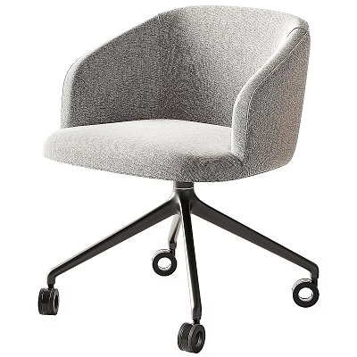 Modern Minimalist Table And Chair Set With Gray Fabric Armrest Chair And Black Metal Casters 3d model