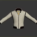 Stylish White Jacket With Brown Collar Cuffs And Diamond Quilted Stitching 3d model
