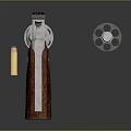 Classic Revolver With Silver Metal Frame Wooden Grip And Single Bullet