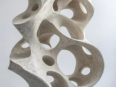 Abstract Sculpture Carving With Curved Hollow Patterns And Textured Stone Surface 3d model