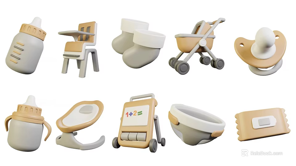 Safe And Comfortable Baby Crib For Nursery With Essential Baby Gear Items 3d model 