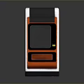 Modern Self Service Kiosk With Orange White Black Body Digital Display And Blue Light Strip