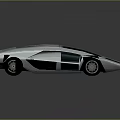 Silver Concept Sports Car with Black Roof Grille Rear Red Taillights Sleek Lines Futuristic Design