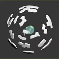 Textured Fragmented Terrain On Sphere With White Fragments And Turquoise Patch