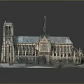 Cartoon Scene Displaying Notre Dame Cathedral Model With Gothic Spire And Intricate Details