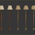 Five Classic Floor Lamps With Elegant Stands And Fabric Shades For Home Decor