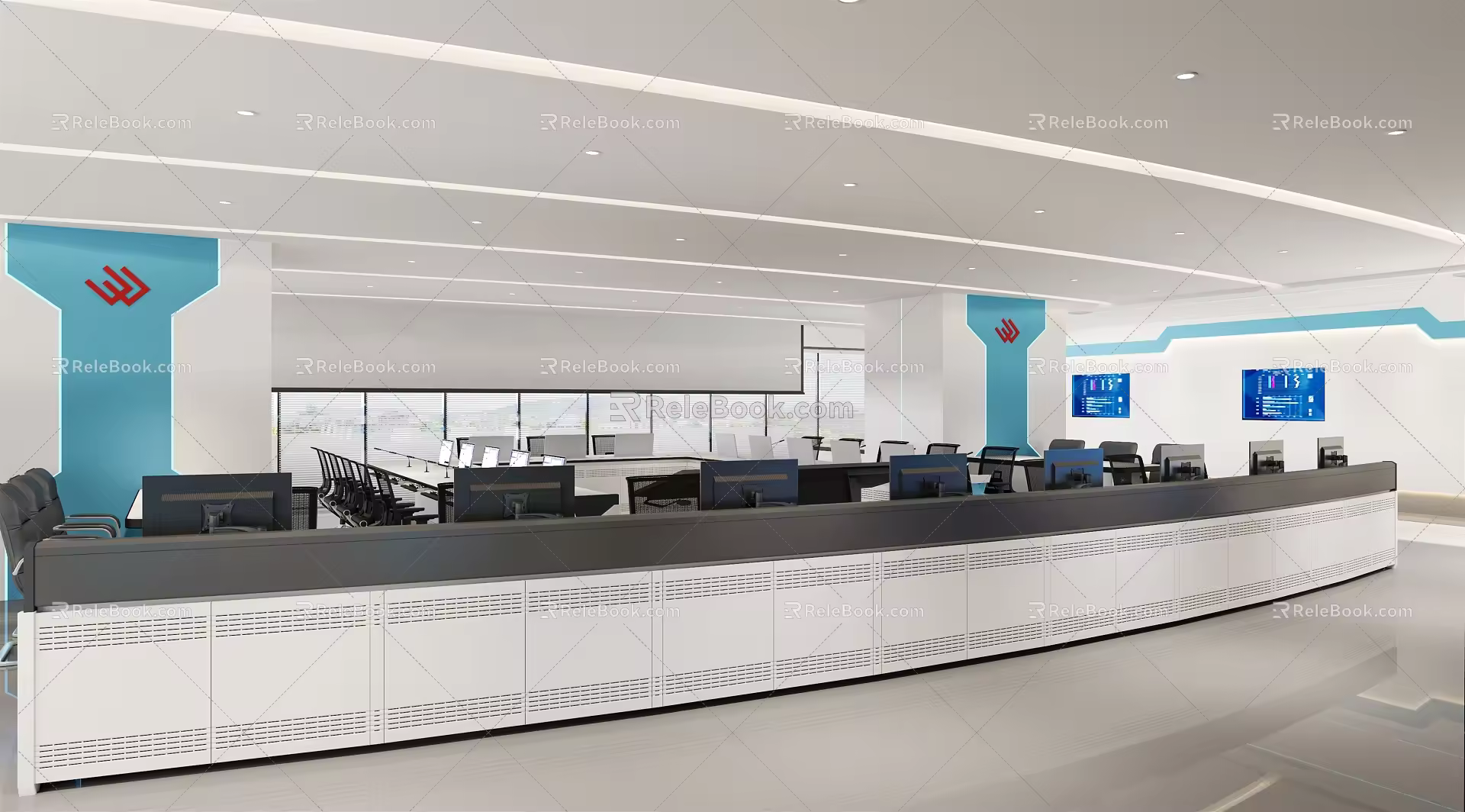 Modern Monitoring Room Intelligent Control Office 3d model