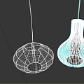Modern Contemporary Pendant Lights With White Circular Striped Design And Black Mesh Structure