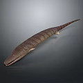 Prehistoric Aquatic Reptile Model With Long Body Striped Skin And Sharp Teeth