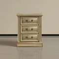 Elegant Beige Chest of Drawers with Three Drawers and Metal Handles in Glossy Finish