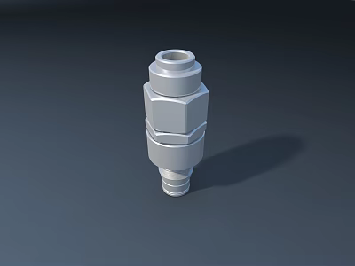 Industrial Mechanical Fitting Precision Engineered Metal Connector With Hexagonal Nut And Threaded End 3d model