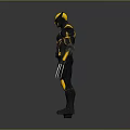 3D Rendered Superhero Character In Black And Yellow Armor With Metal Claws