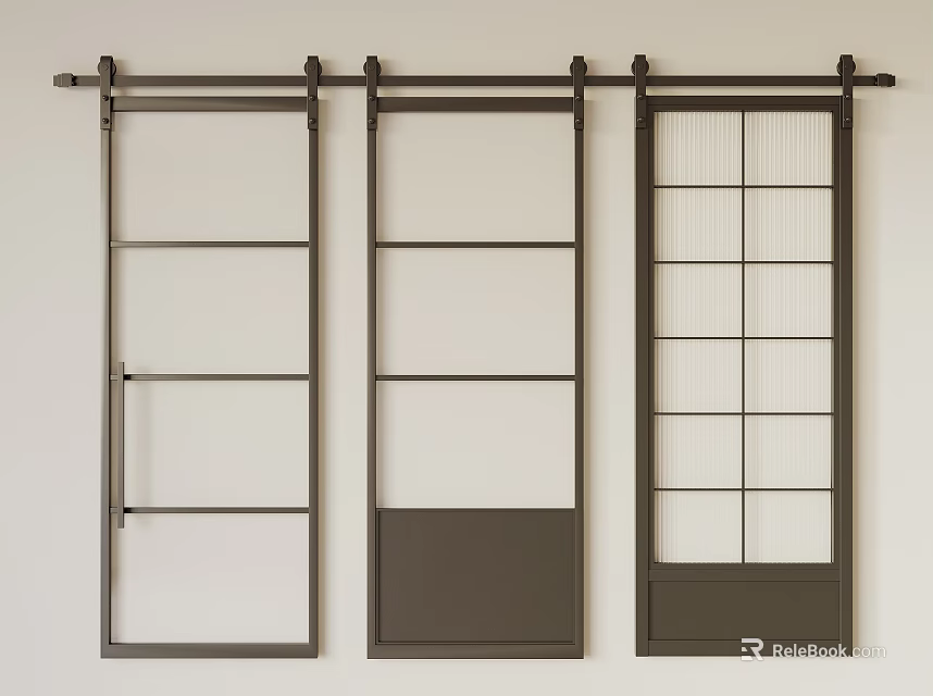 Modern Sliding Barn Doors With Different Panel Designs 3d model 