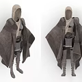 Hooded Dark Gray Cloak With Belt For Role Play Costume Clothes