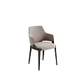 Modern Upholstered Light Gray Dining Chair With Ergonomic Armrests And Black Wooden Legs