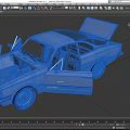 Blue Spirit Car With Open Doors And Hood Revealing Engine And Interior Details