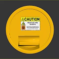 Bright Yellow Plastic Caution Bucket With Warning Label And Secure Lid