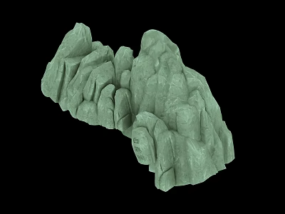 Natural Green Textured Rock with Irregular Surface Against Black Background 3d model