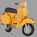 Yellow Vintage Scooter With Black Seat And Headlight