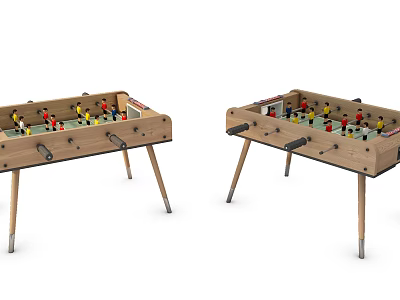Wooden Foosball Table Play Equipment With Colorful Players And Indoor Recreation Design 3d model