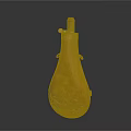 Vintage Yellow Leather Wine Bottle And Glass With Carved Patterns And Metal Accents